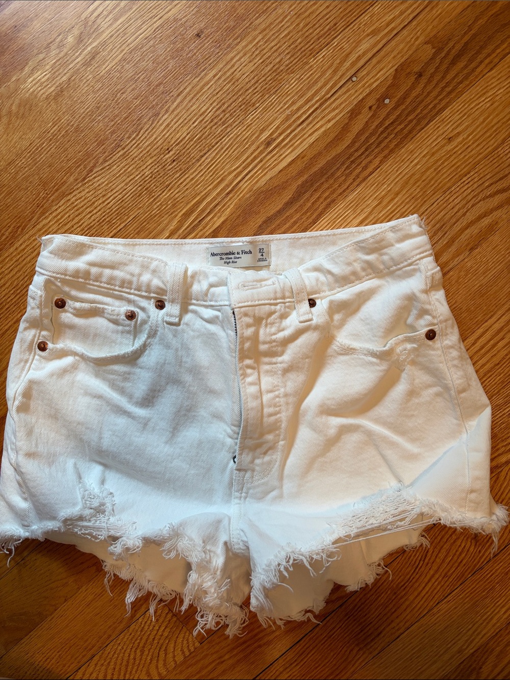 Abercrombie & Fitch White Frayed Denim Cutoff Shorts